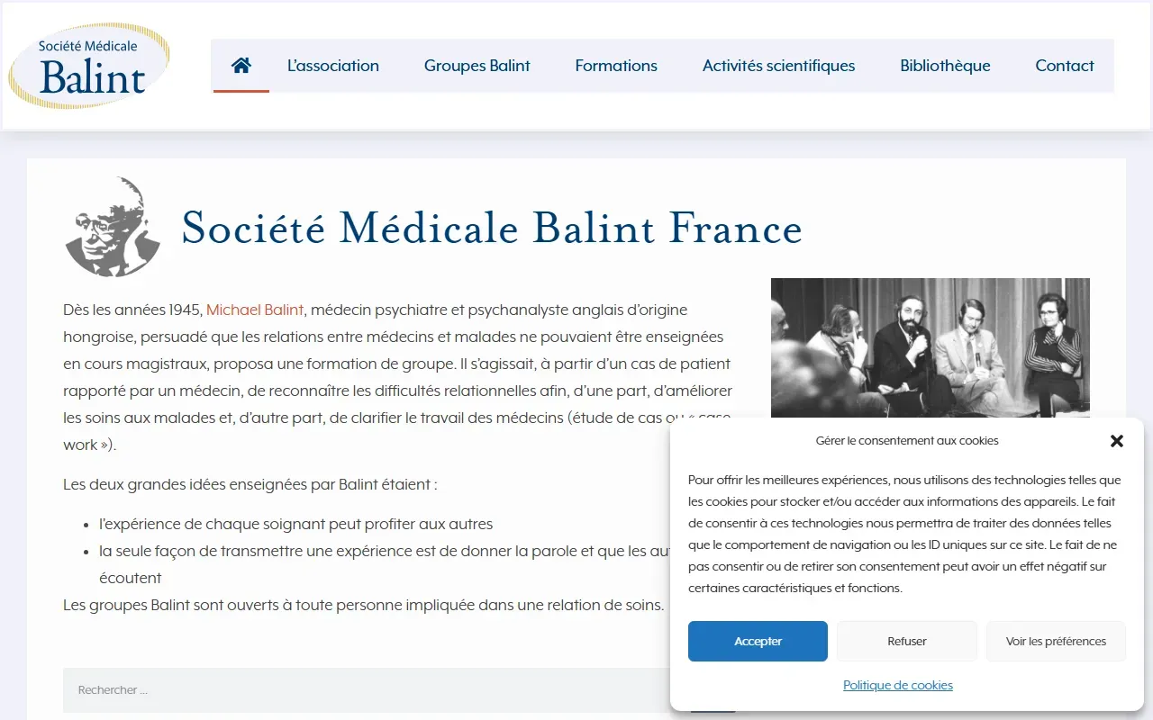 Site de la Société Médicale Balint France — groupes Balint, formations et actualités