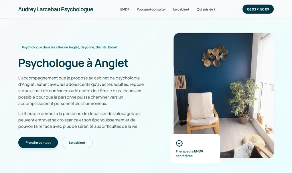 Site psychologue EMDR Côte basque — Audrey Larcebau, refonte 2026, page d’accueil